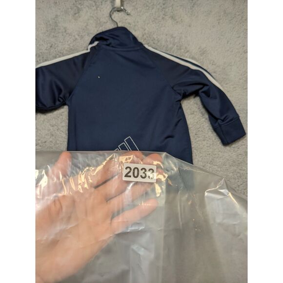 Adidas Boys Full Zip Track Logo Trefoil Three Stripes Jacket 18M Blue Preowned - Picture 4 of 4